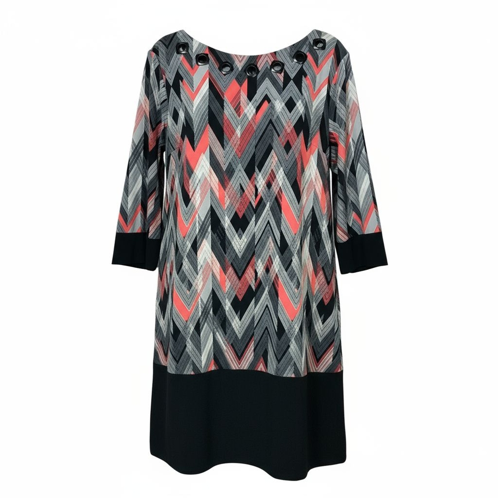 Luxology 3/4 Sleeve Midi Dress Coral Black Women's Size 12